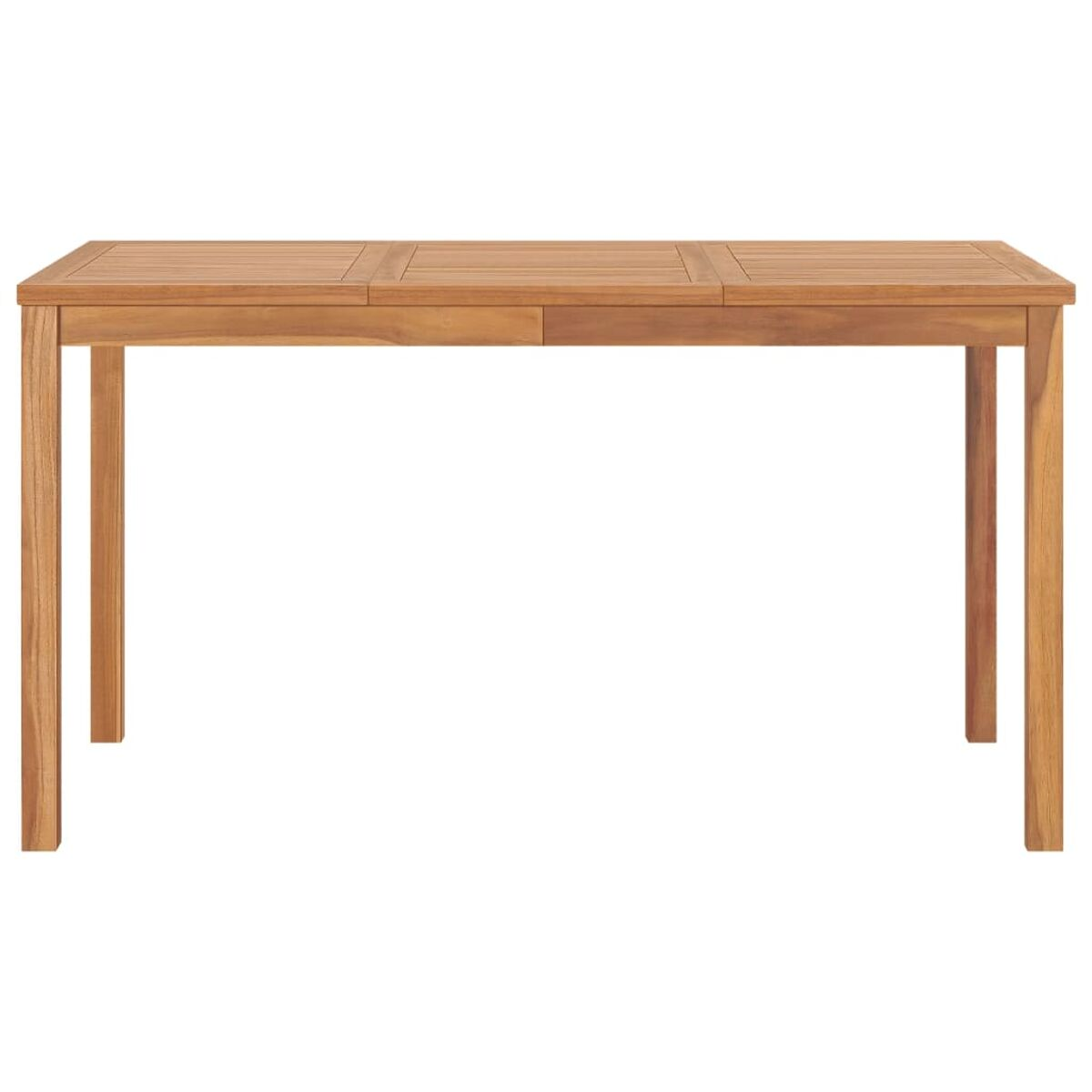 Rechteckiger Holztisch. Braune Farbe. Vier Beine.