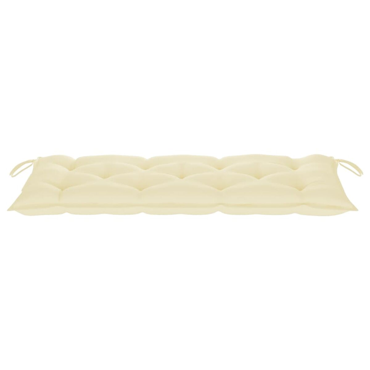 Cremefarbene Bankauflage mit getuftetem Design. Weißer Hintergrund.