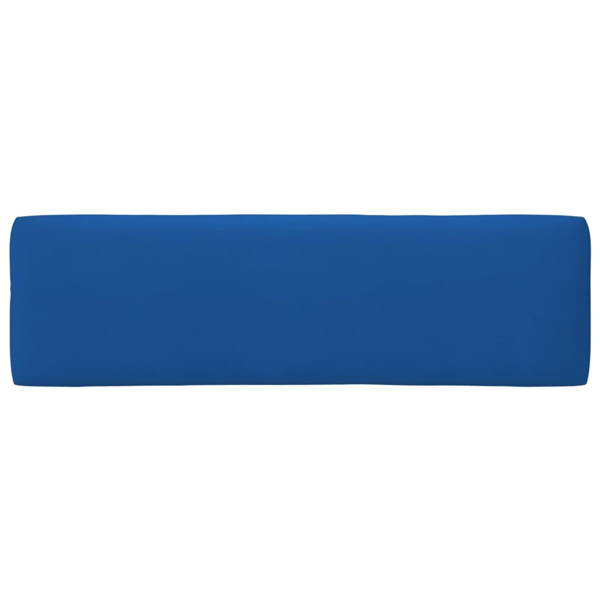 Ein langes, rechteckiges, einfarbig blaues Kissen.