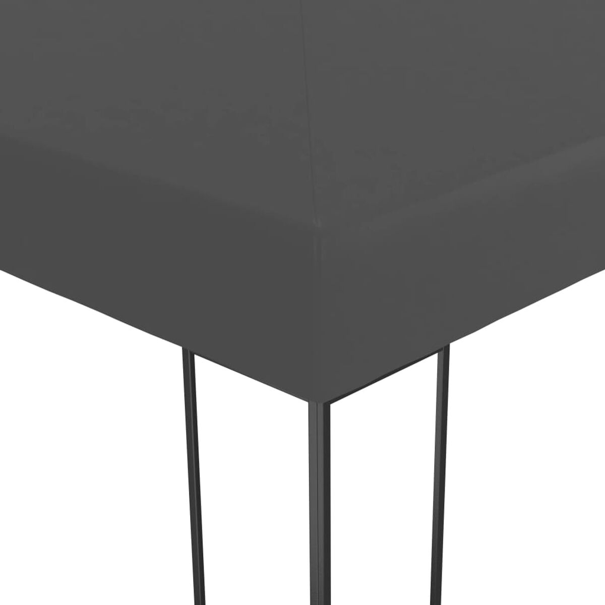 Eine dunkelgraue Tischcke mit drei schwarzen Beinen auf weißem Hintergrund.