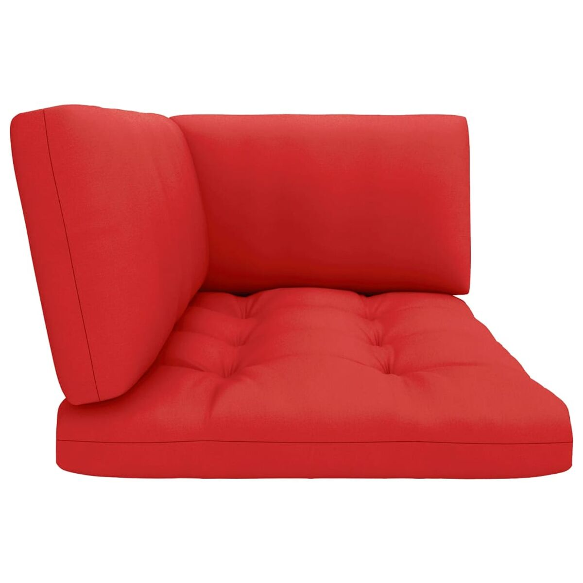 Rote Ecksofa-Kissen. Zwei Kissen, eines für die Sitzfläche und eines für die Rückenlehne.