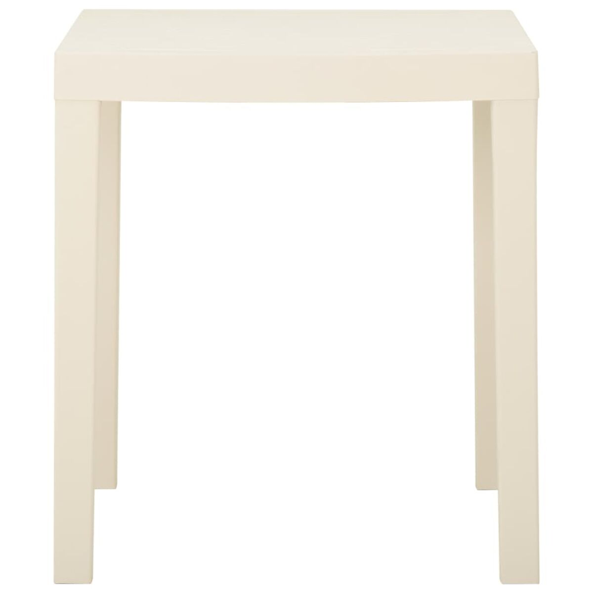 Weißer quadratischer Tisch. Einfaches Design, klare Linien. Weißer Hintergrund. Draufsicht.
