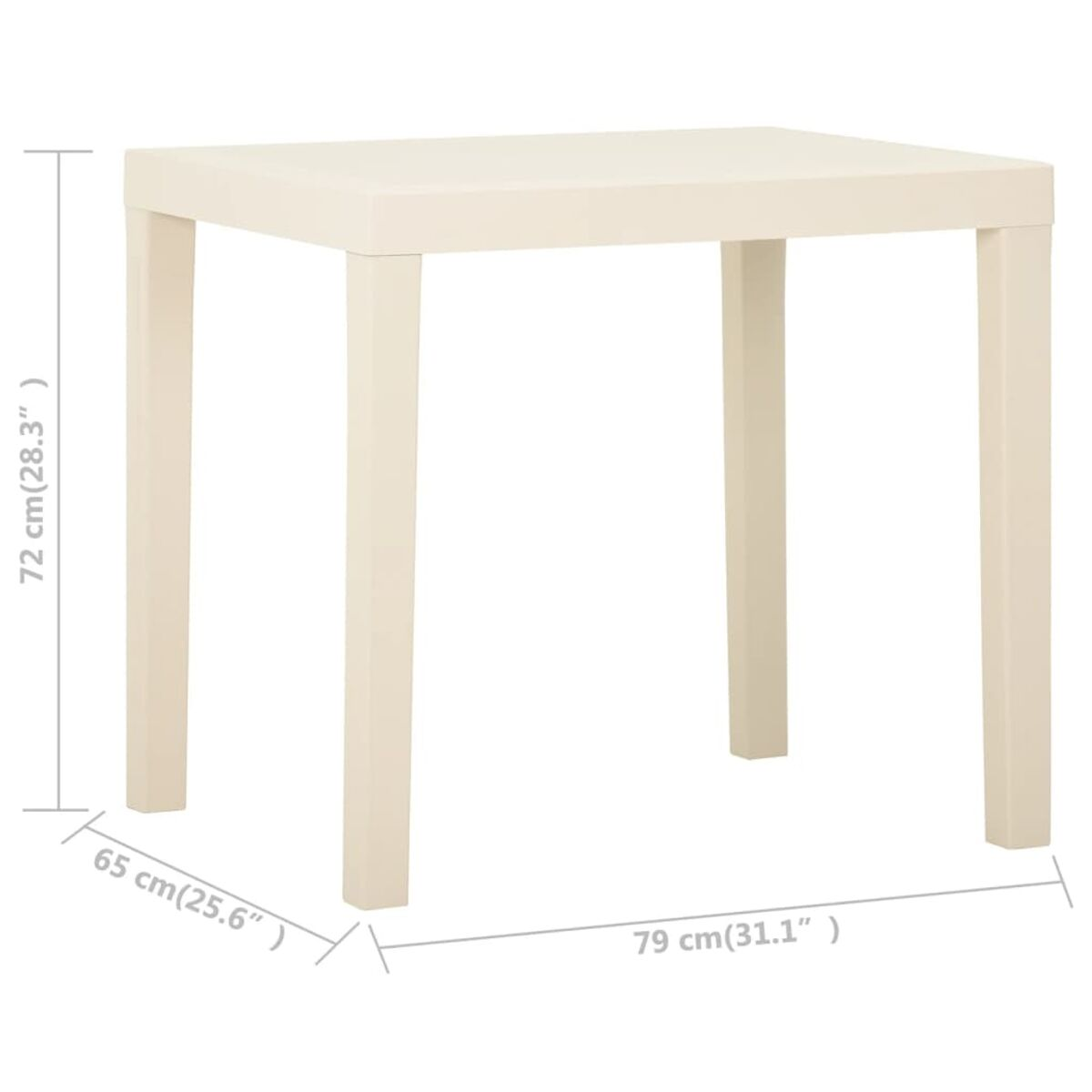 Quadratischer Tisch mit Maßen, weiß, isoliert.