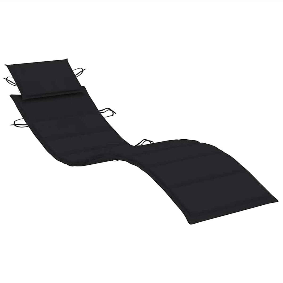 Schwarze Sonnenliege mit Kissen, ideal zum Entspannen. Weißer Hintergrund.