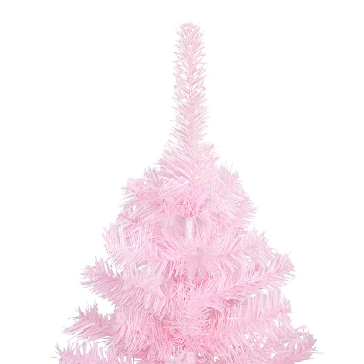 Rosa künstlicher Weihnachtsbaum, Nahaufnahme der oberen Äste, freigestellt.