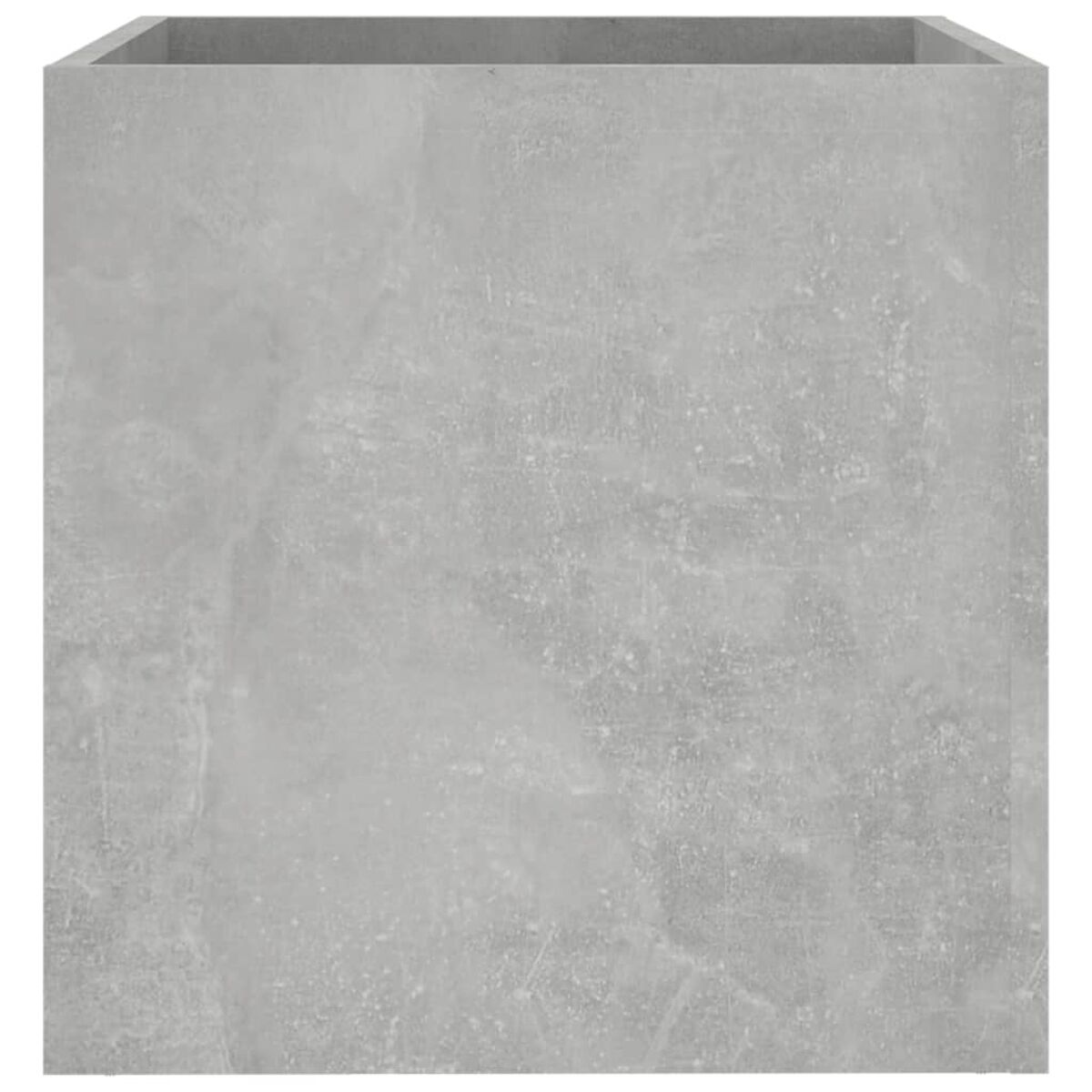 Ein quadratischer, grauer Beton-Pflanzkübel mit offener Oberseite, von oben gesehen.