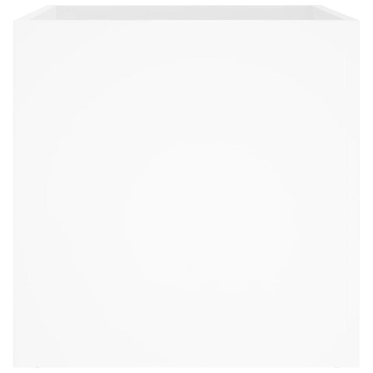 Weißer, quadratischer Pflanzkübel. Einfach, leer. Weißer Hintergrund.