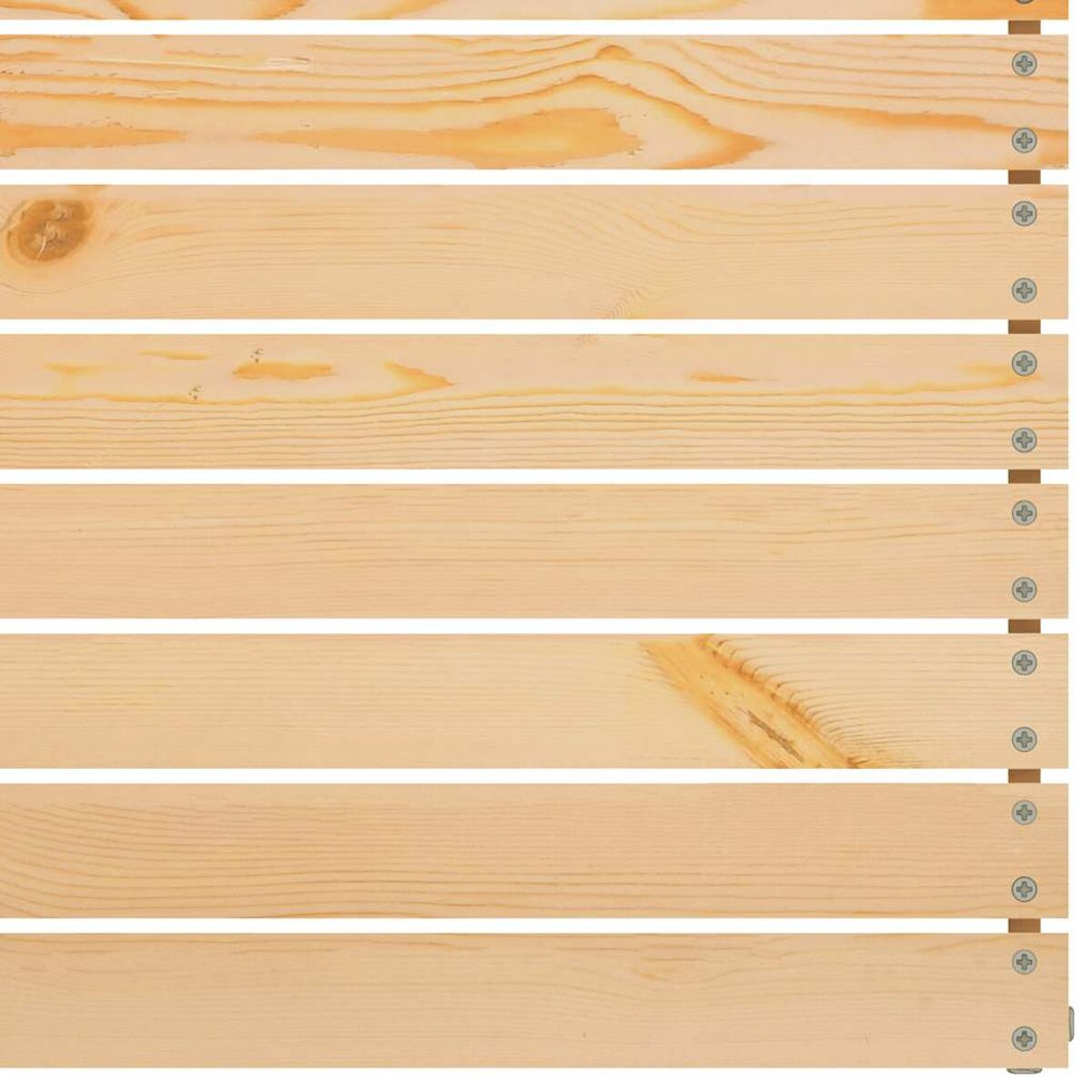 Nahaufnahme von Holzbrettern mit Schrauben, Holzmaserung und Farbe zeigend.