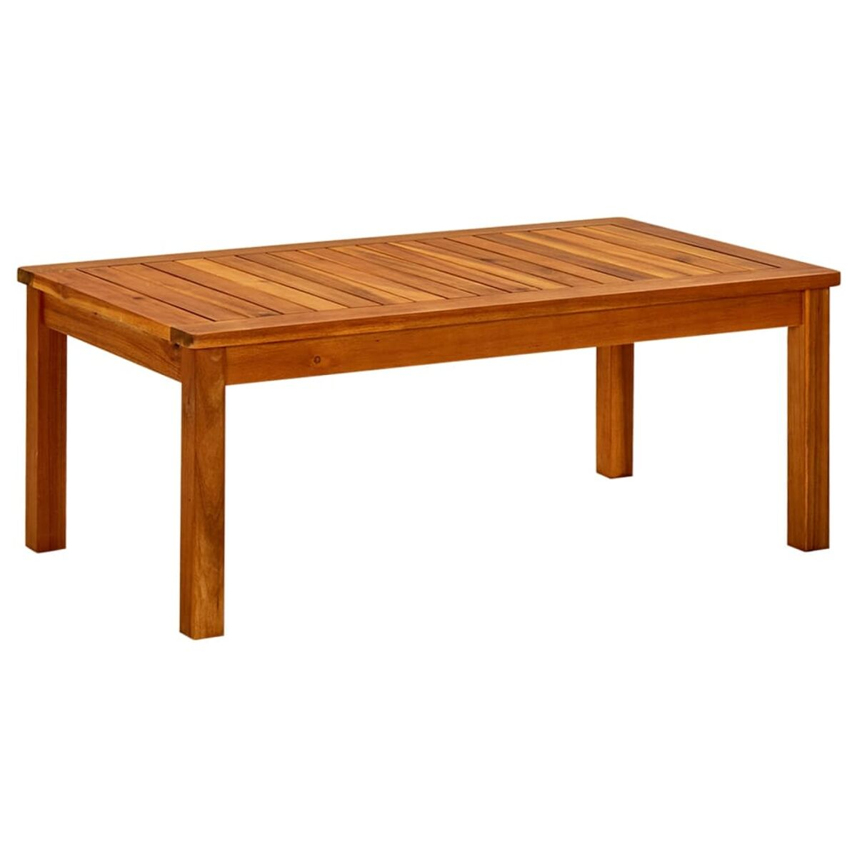 Ein rechteckiger Holztisch mit vier Beinen. Der Tisch ist aus Holz.