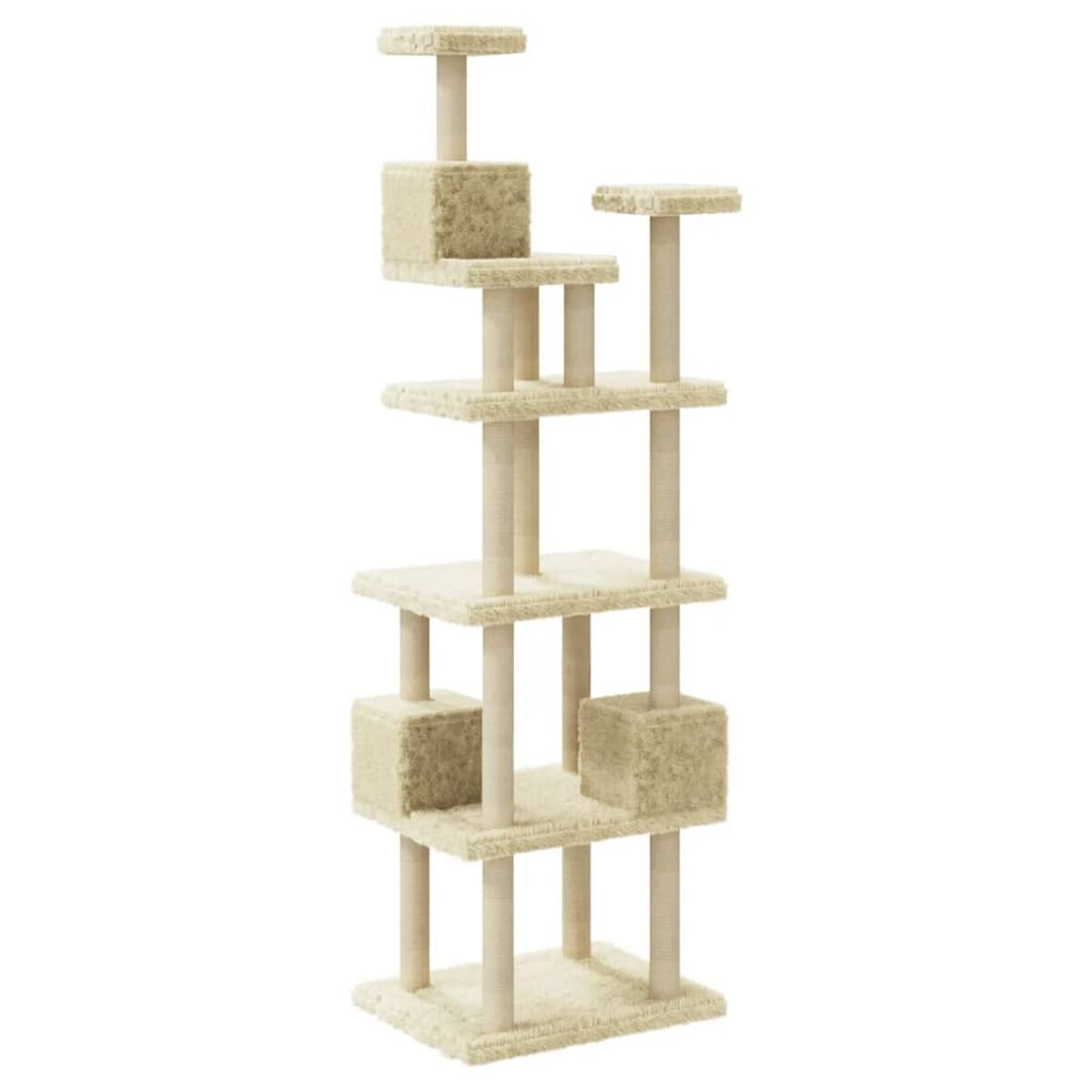 Katzenbaum. Beige Farbe. Mehrere Ebenen. Plattformen und Kratzbäume.