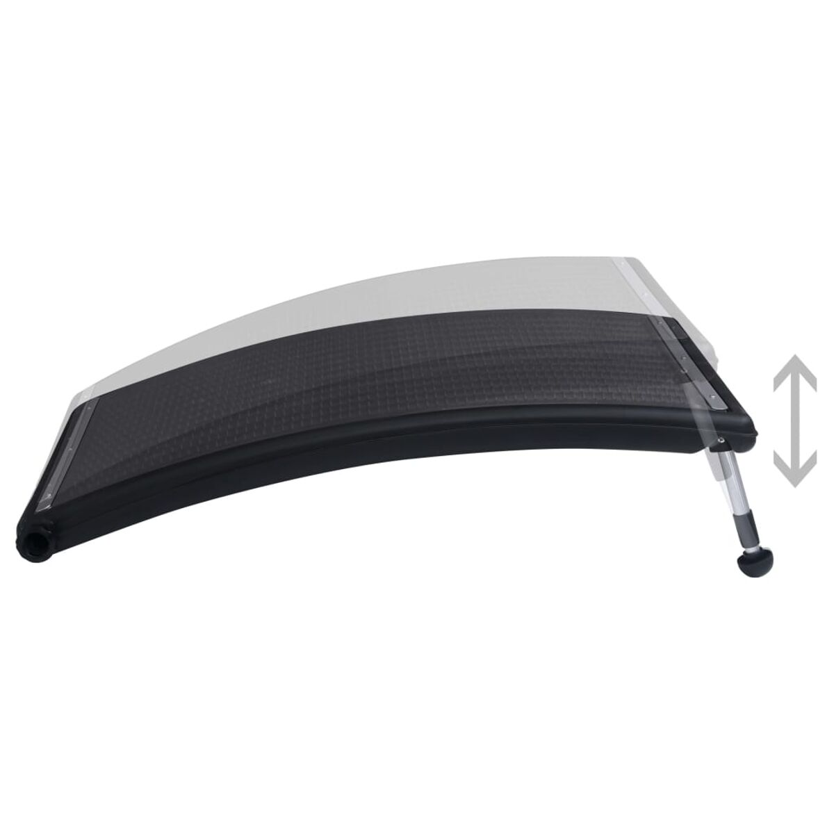 Verstellbarer Outdoor-Tisch in Schwarz und Weiß mit strukturierter Oberfläche.