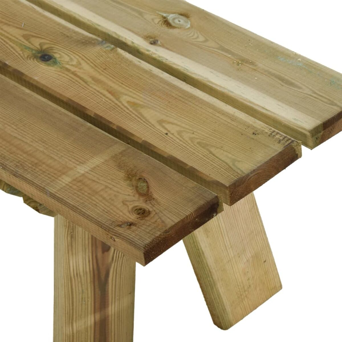 Holztischplatte mit drei Brettern, Nahaufnahme, auf weißem Hintergrund.
