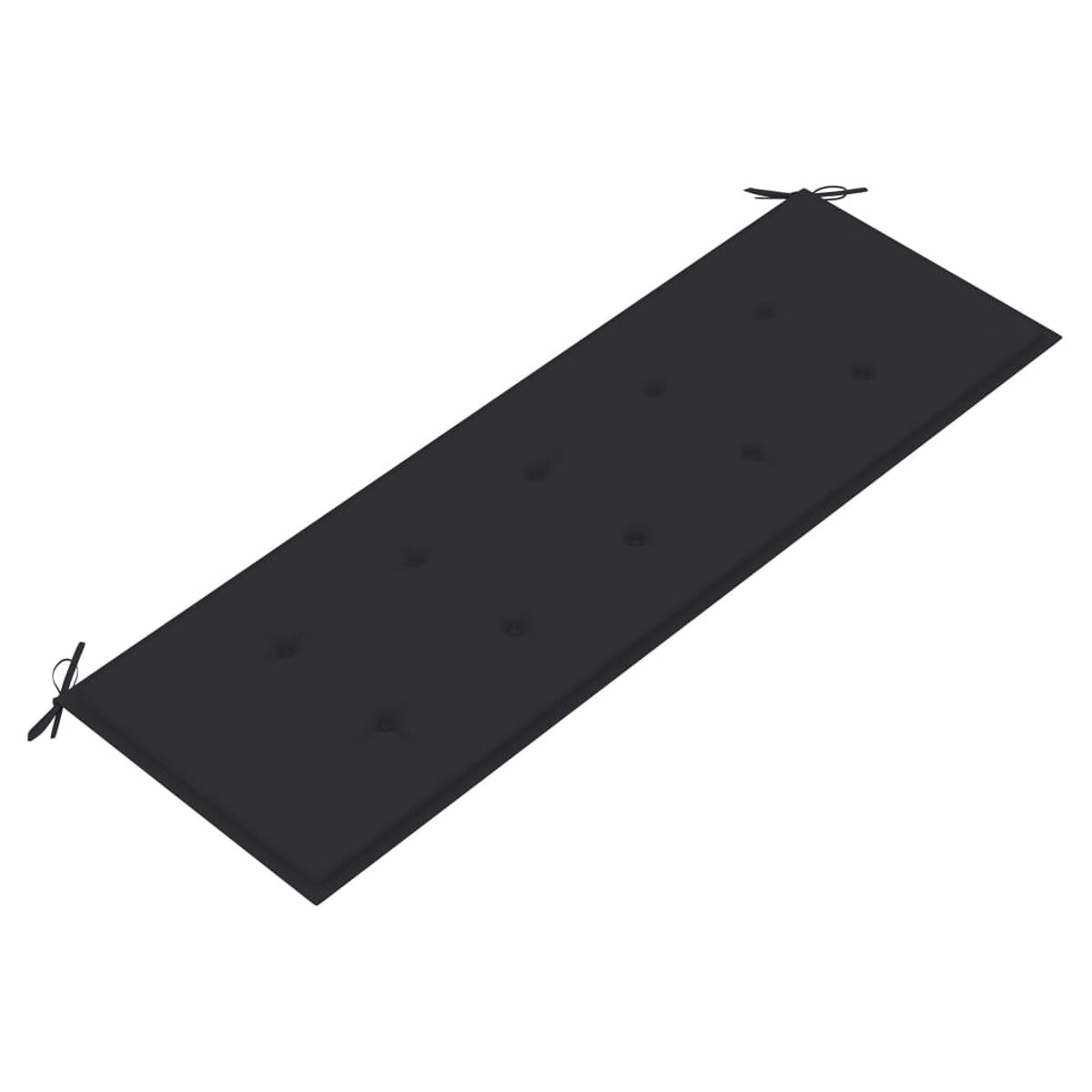 Schwarzes Outdoor-Kissen mit Knöpfen, isoliert auf weißem Hintergrund.