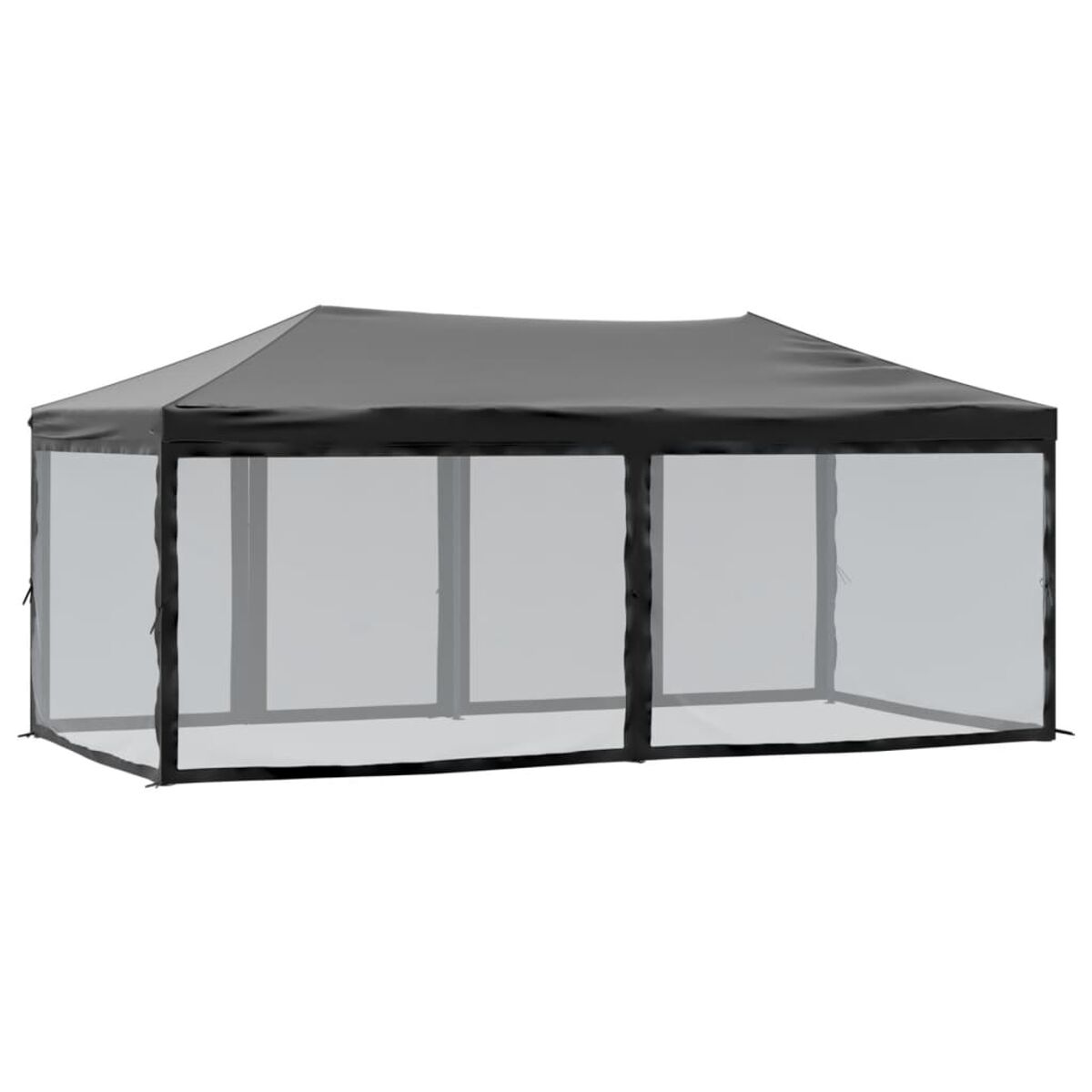 Schwarzer Pavillon mit Netzseiten.