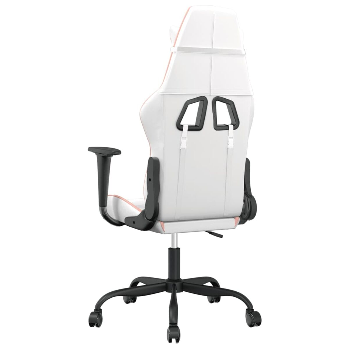 Weiß-rosa Gaming-Stuhl von hinten.