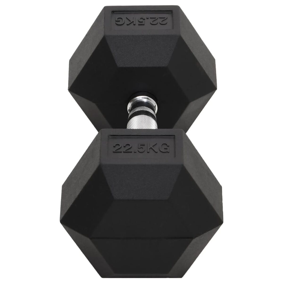 Eine schwarze Hex-Hantel mit dem Gewicht 22,5 kg auf jeder Seite markiert.