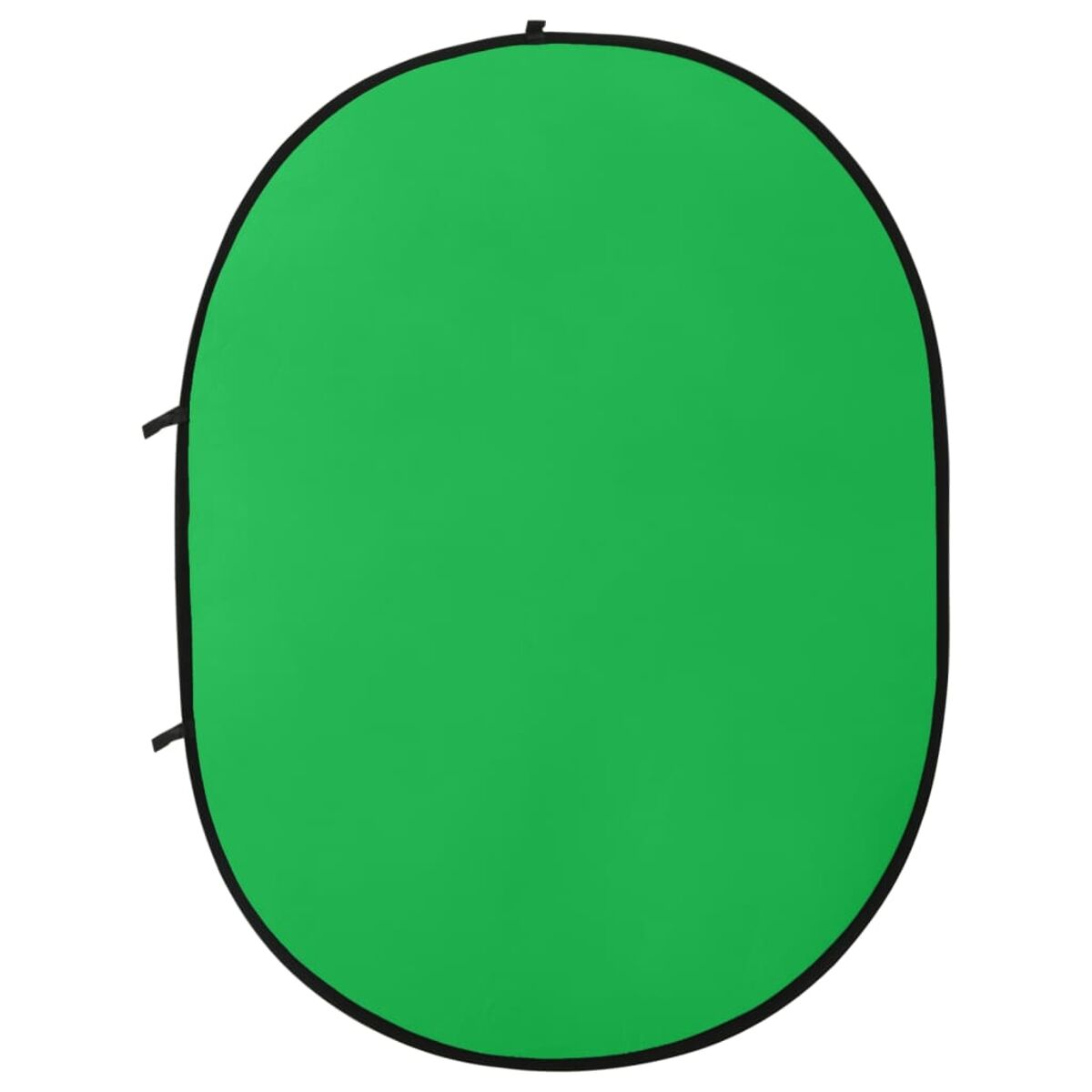 Ein grüner Hintergrund, oval geformt, mit schwarzen Rändern, isoliert auf Weiß.