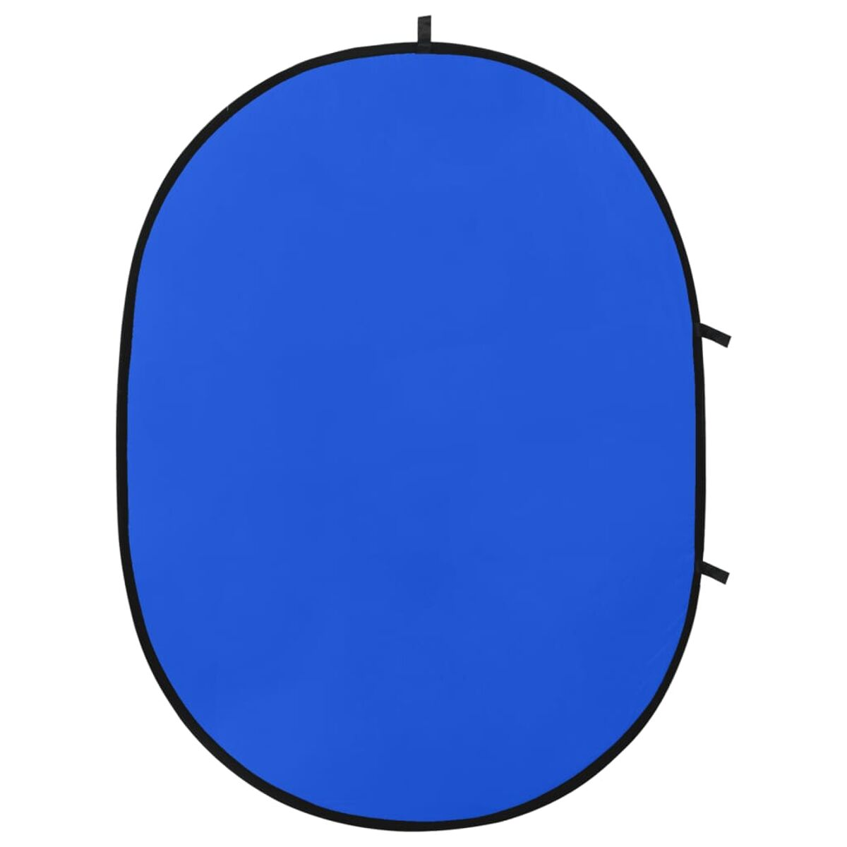 Ovaler blauer und schwarzer Foto-Hintergrund. Das Oval ist blau mit schwarzem Rand.