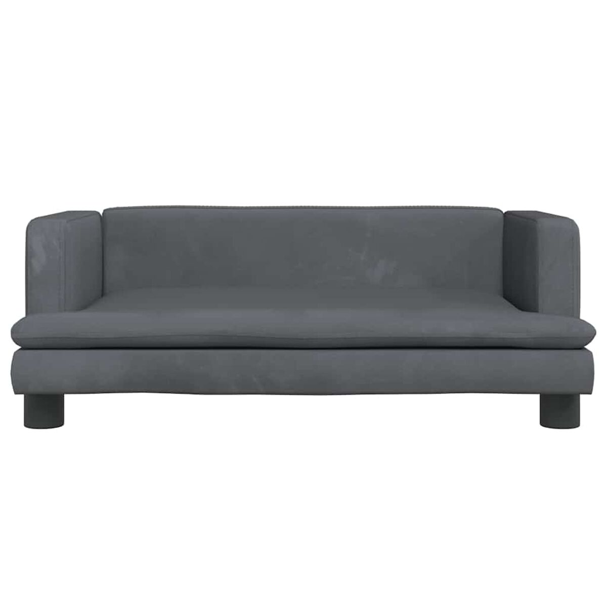 Graue Couch ohne Personen, isolierter weißer Hintergrund.