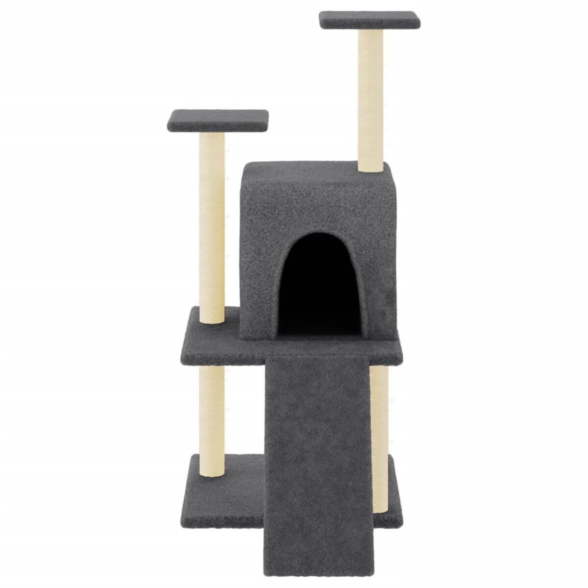 Katzenbaum mit mehreren Ebenen, einer Höhle und Kratzbäumen.