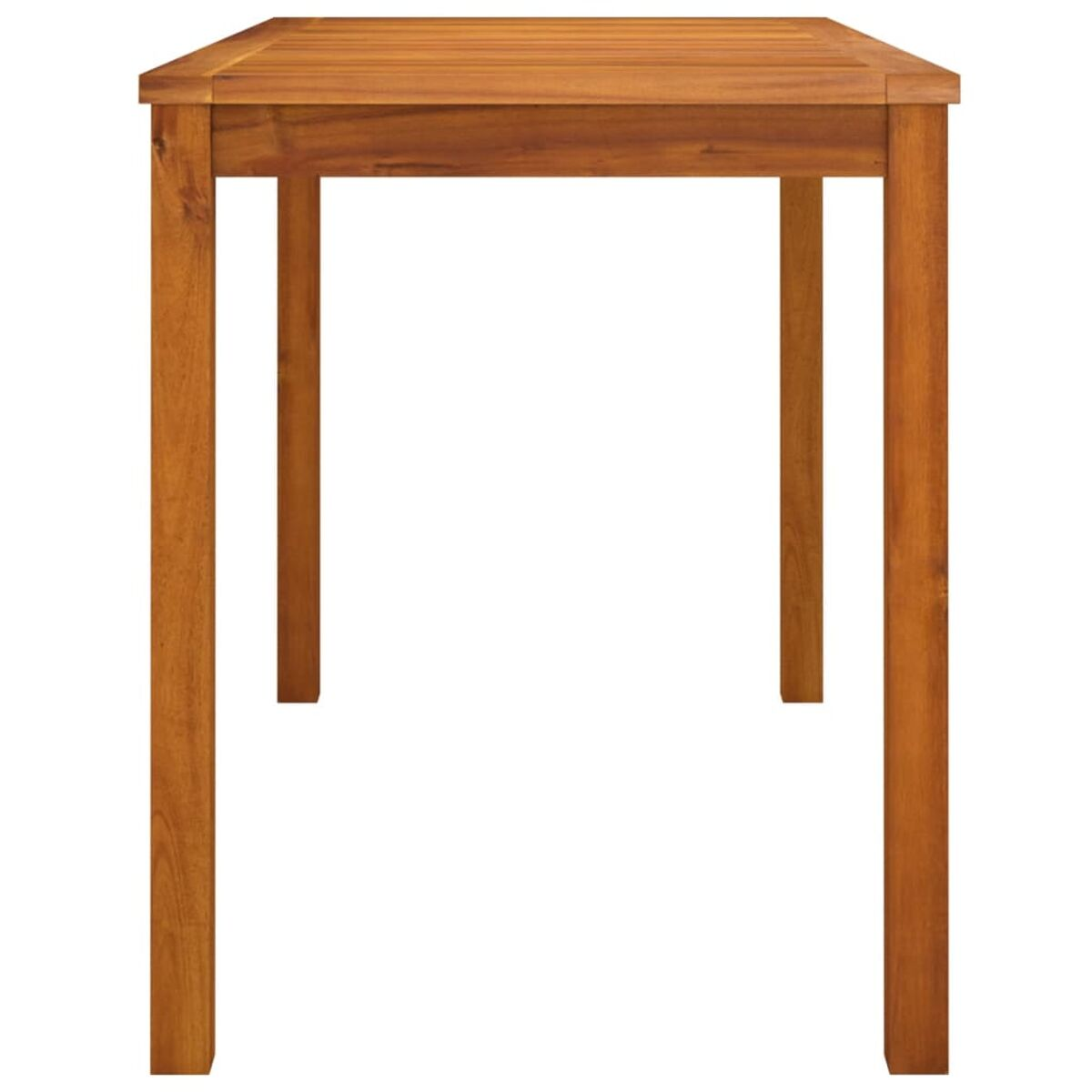Holztisch in brauner Farbe. Die Beine und die Oberseite sind braun. Weißer Hintergrund.