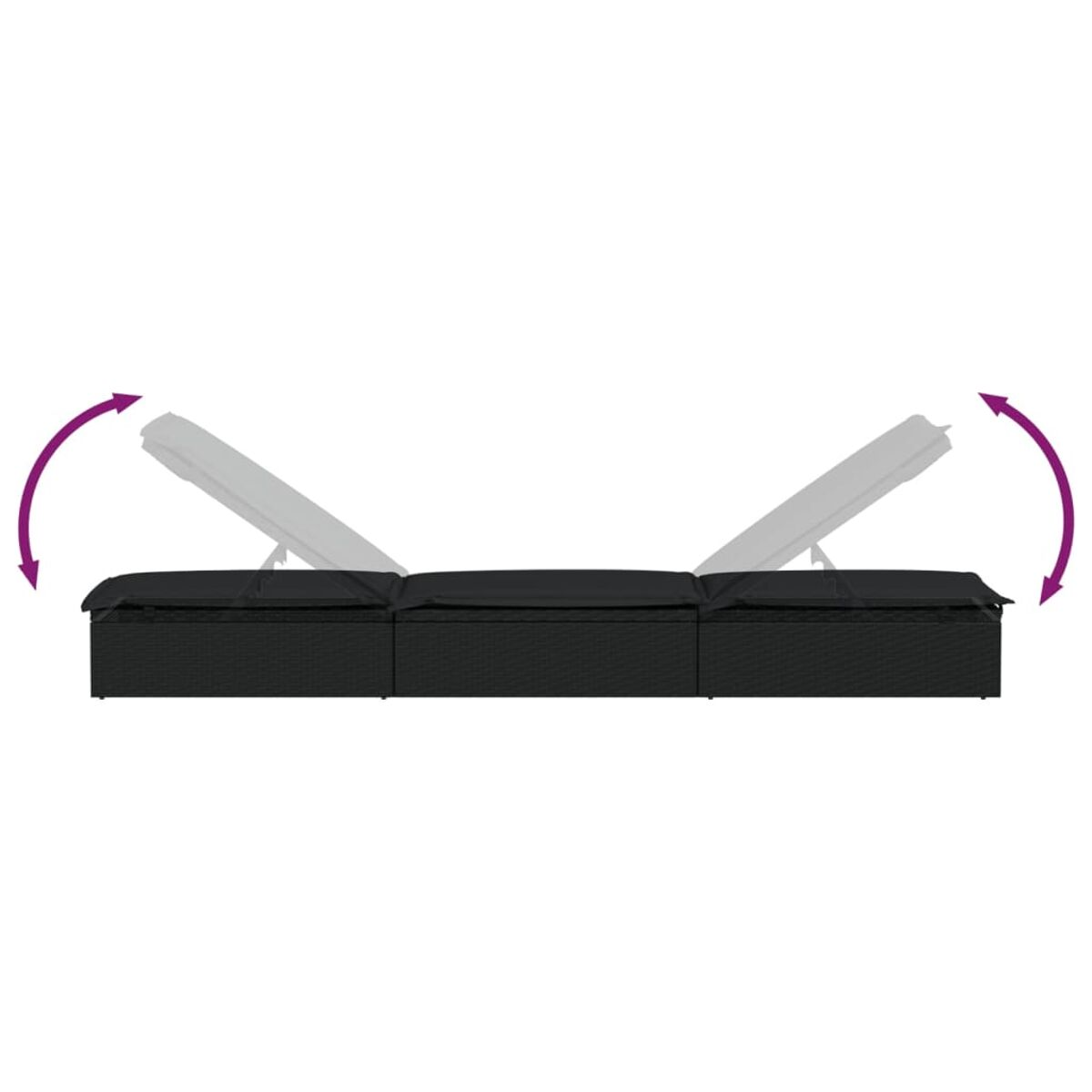 Schwarzes, modulares Outdoor-Sofa mit verstellbaren Teilen.
