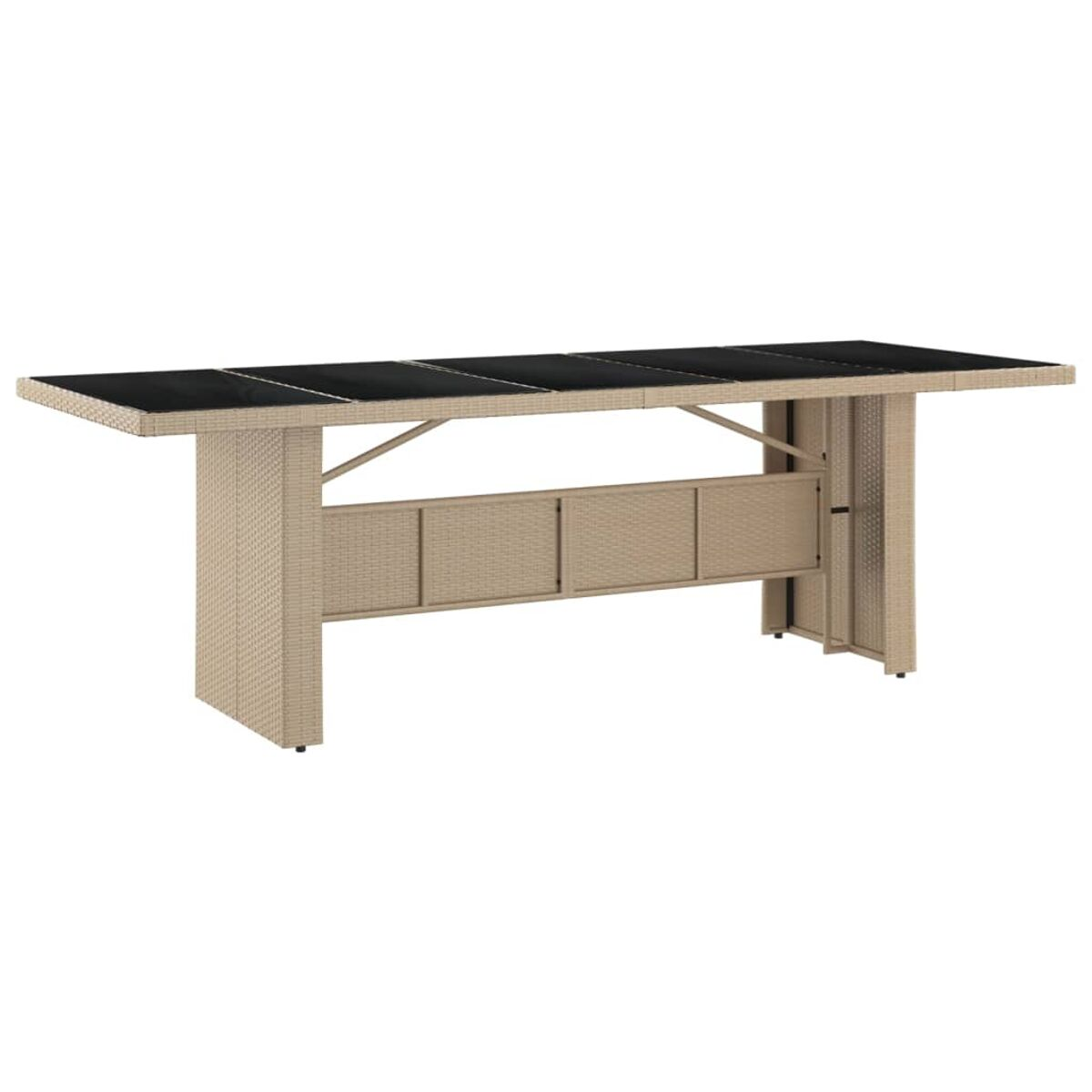Beige Rattan-Bar mit schwarzer Oberseite. Weißer Hintergrund.