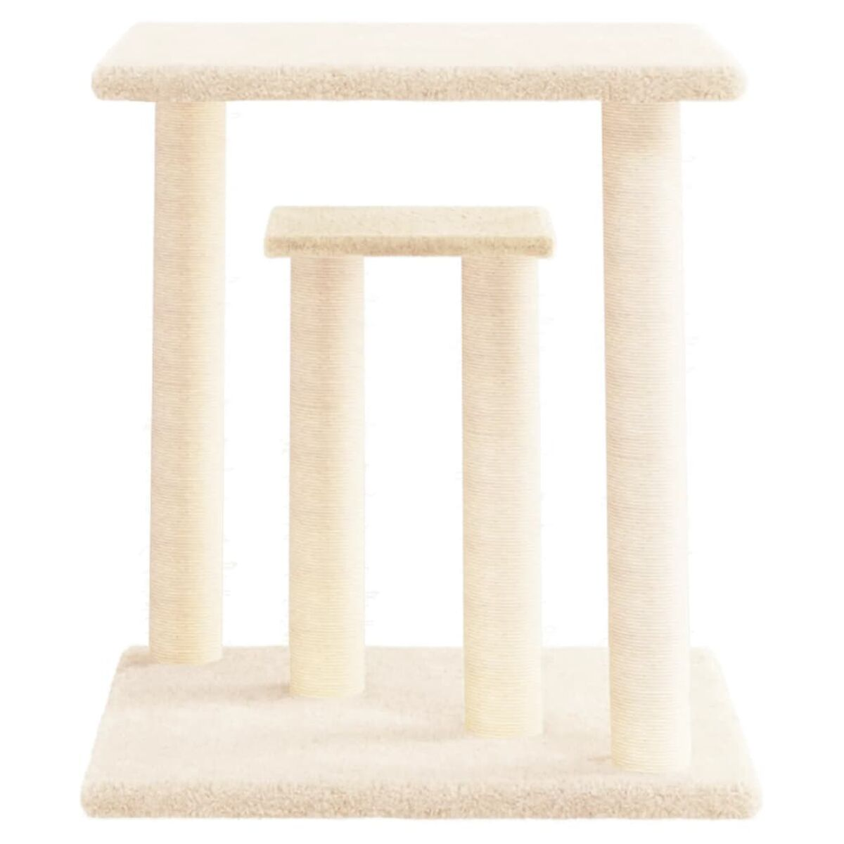 Beiger Katzenbaum mit mehreren Plattformen. Die Plattformen sind quadratisch.
