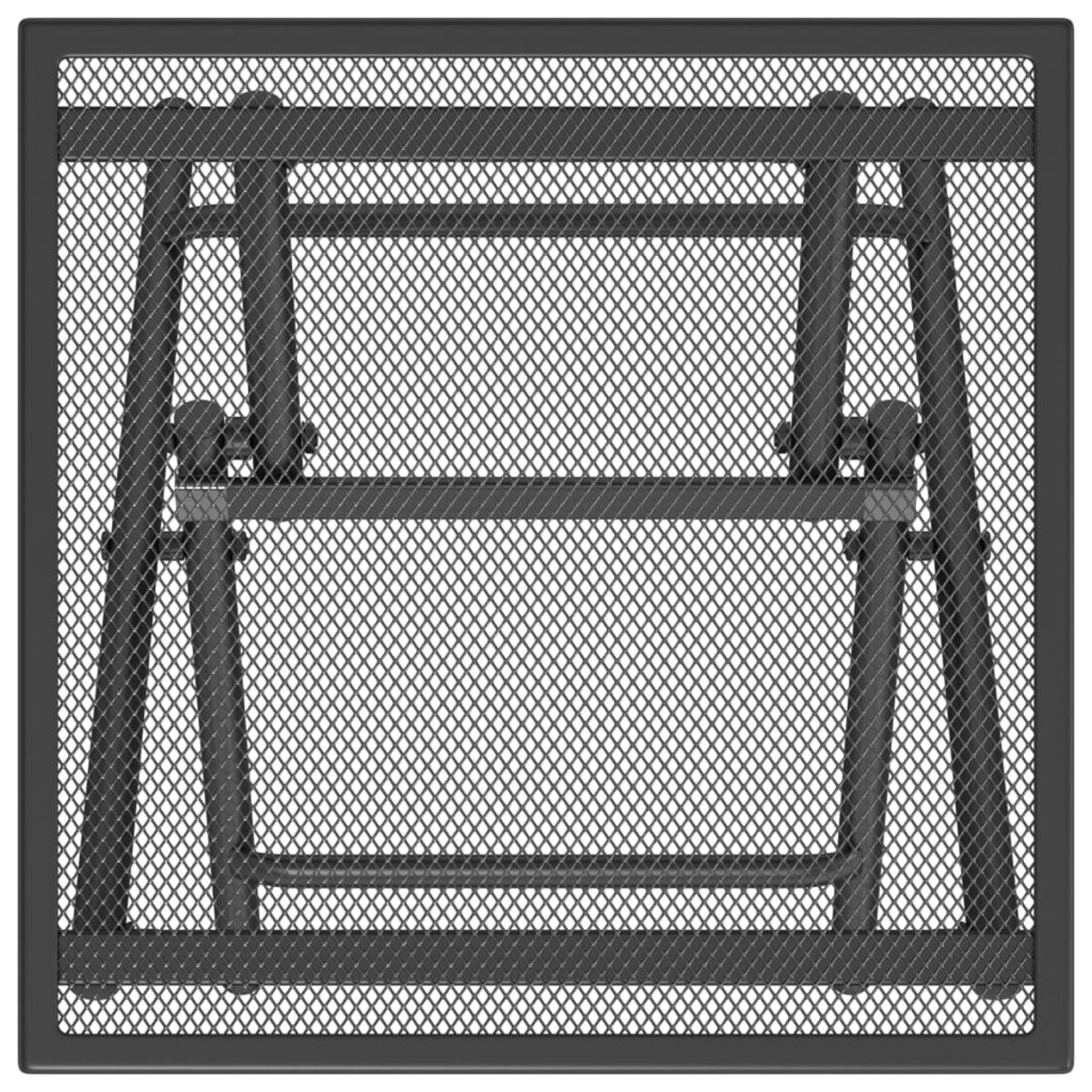 Schwarzer Metallgitter-Organizer. Er hat eine rechteckige Form mit einem Rasterdesign. Es hat zwei Ebenen.