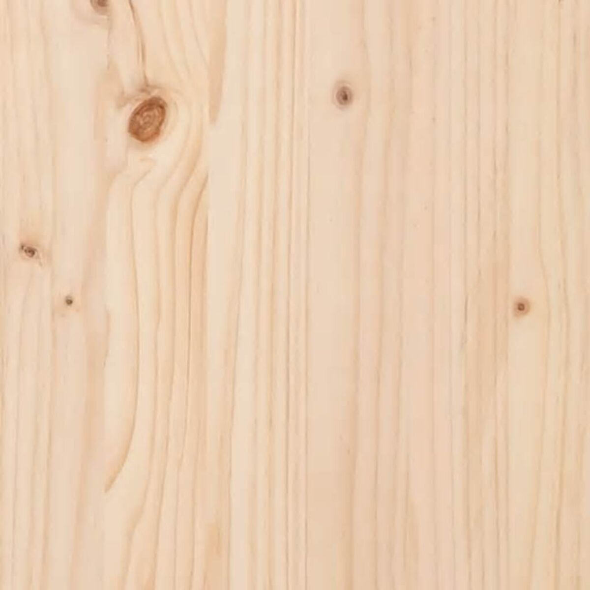 Nahaufnahme von hellem Holzmaserung mit sichtbaren Knoten und vertikalen Linien.