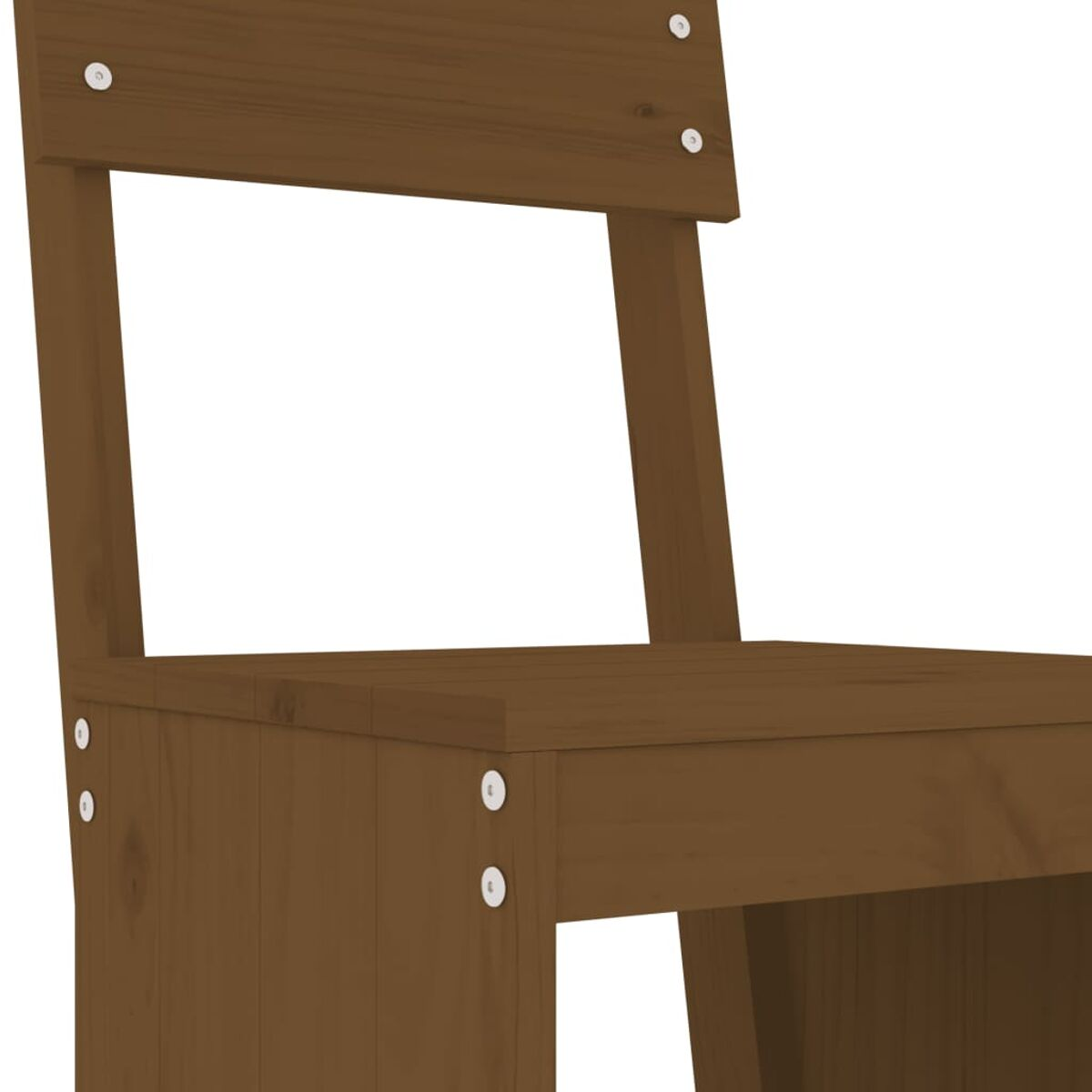 Nahaufnahme eines braunen Holzstuhls.