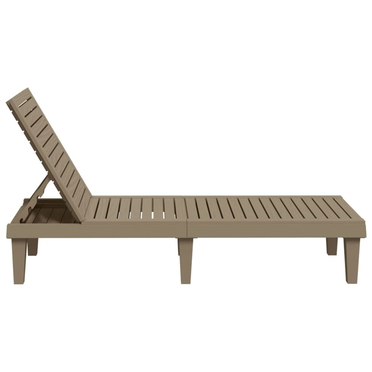 Outdoor-Liegestuhl, hellbraun, mit verstellbarer Rückenlehne. Lamellen-Design.