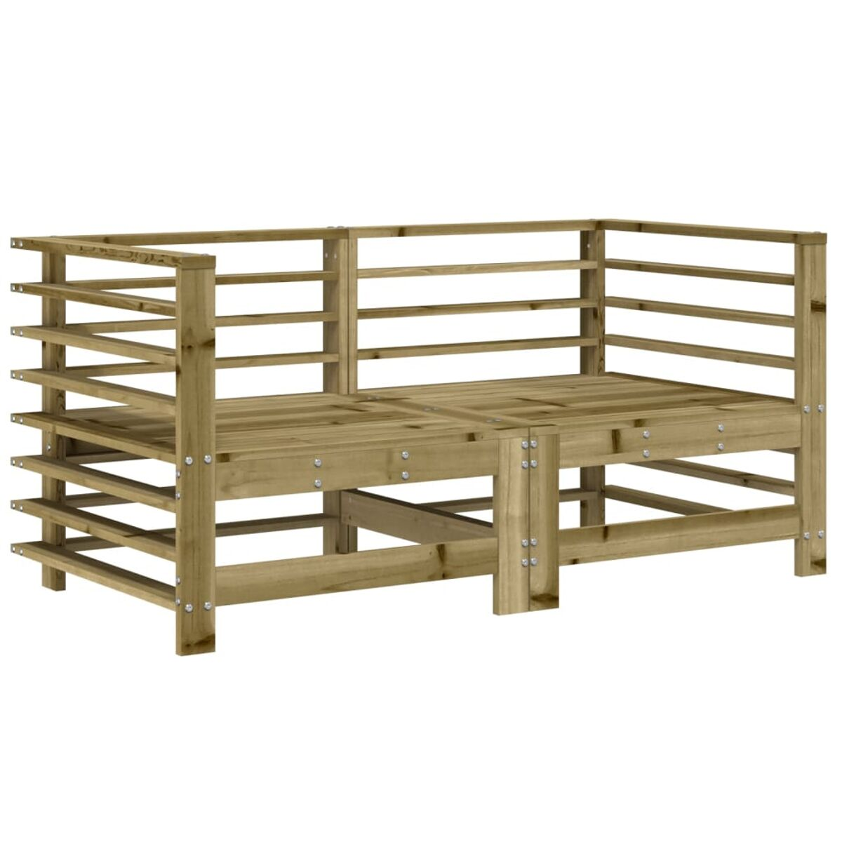 Holz-Outdoor-Sofa-Rahmen. Es hat eine Lattenbasis und Rückenlehne, ohne Kissen.