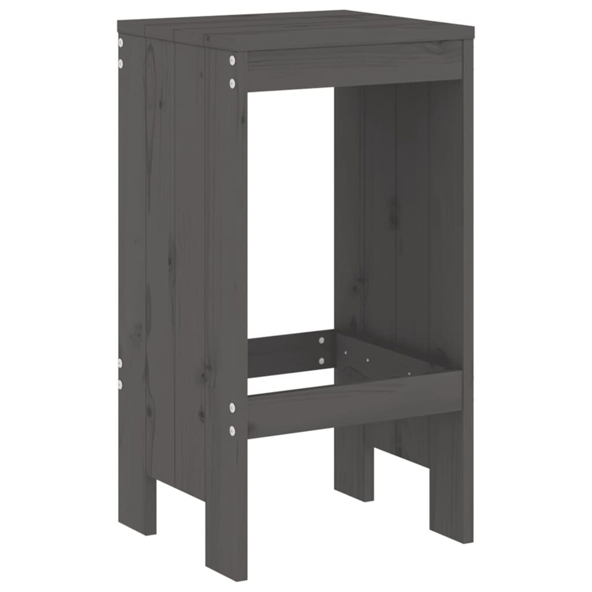 Hocker aus Holz. Der Rahmen ist dunkelgrau.