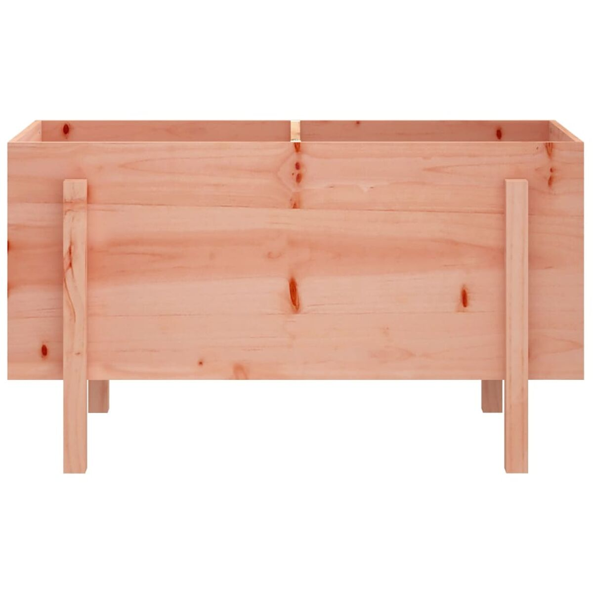 Rechteckiger Pflanzkasten aus Holz, hellbraun, auf vier Beinen.