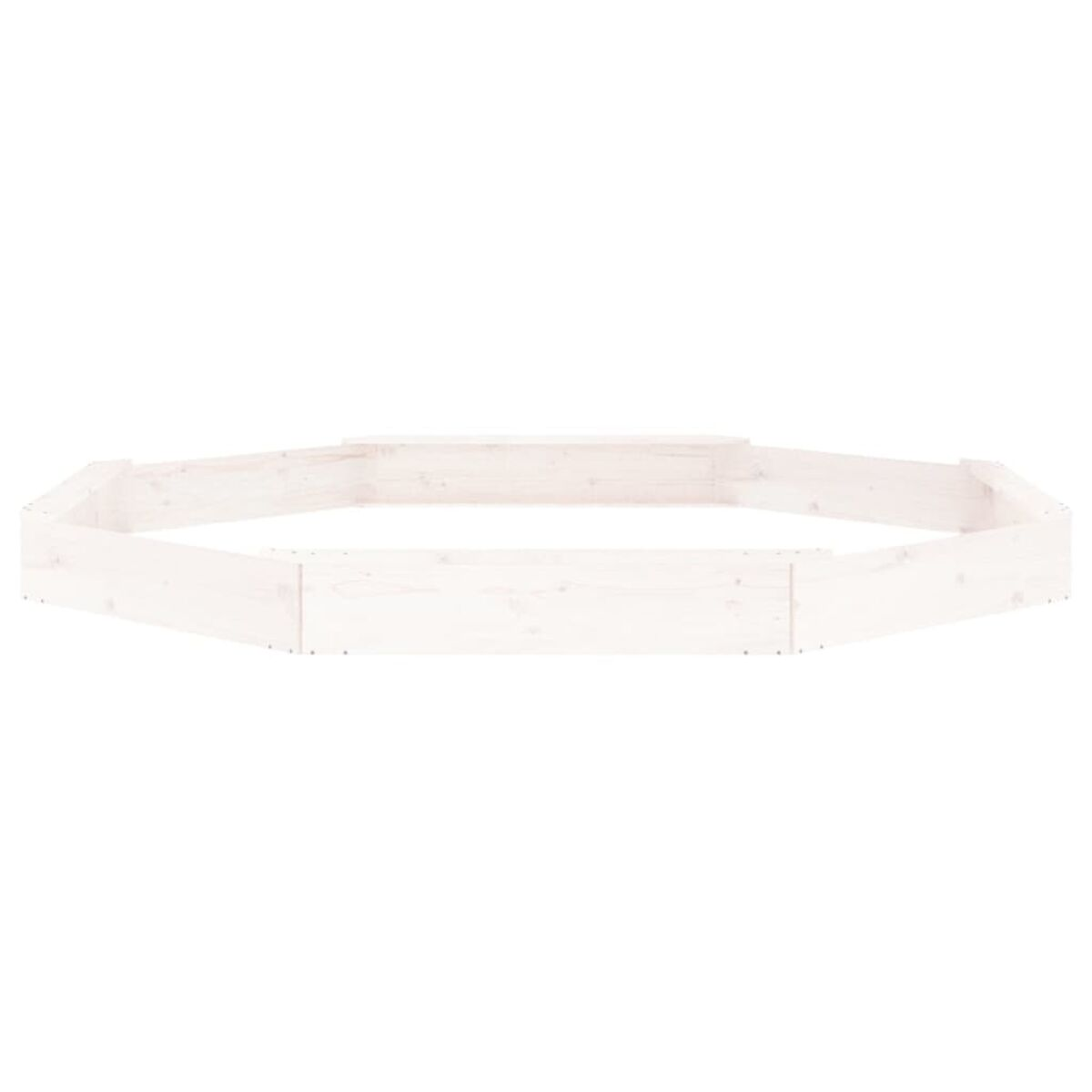 Una cornice ottagonale in legno bianco. La cornice è fatta di assi.