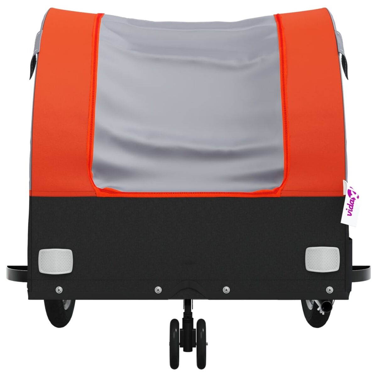 Ein orangefarbener und grauer Anhänger mit vidaXL-Logo.