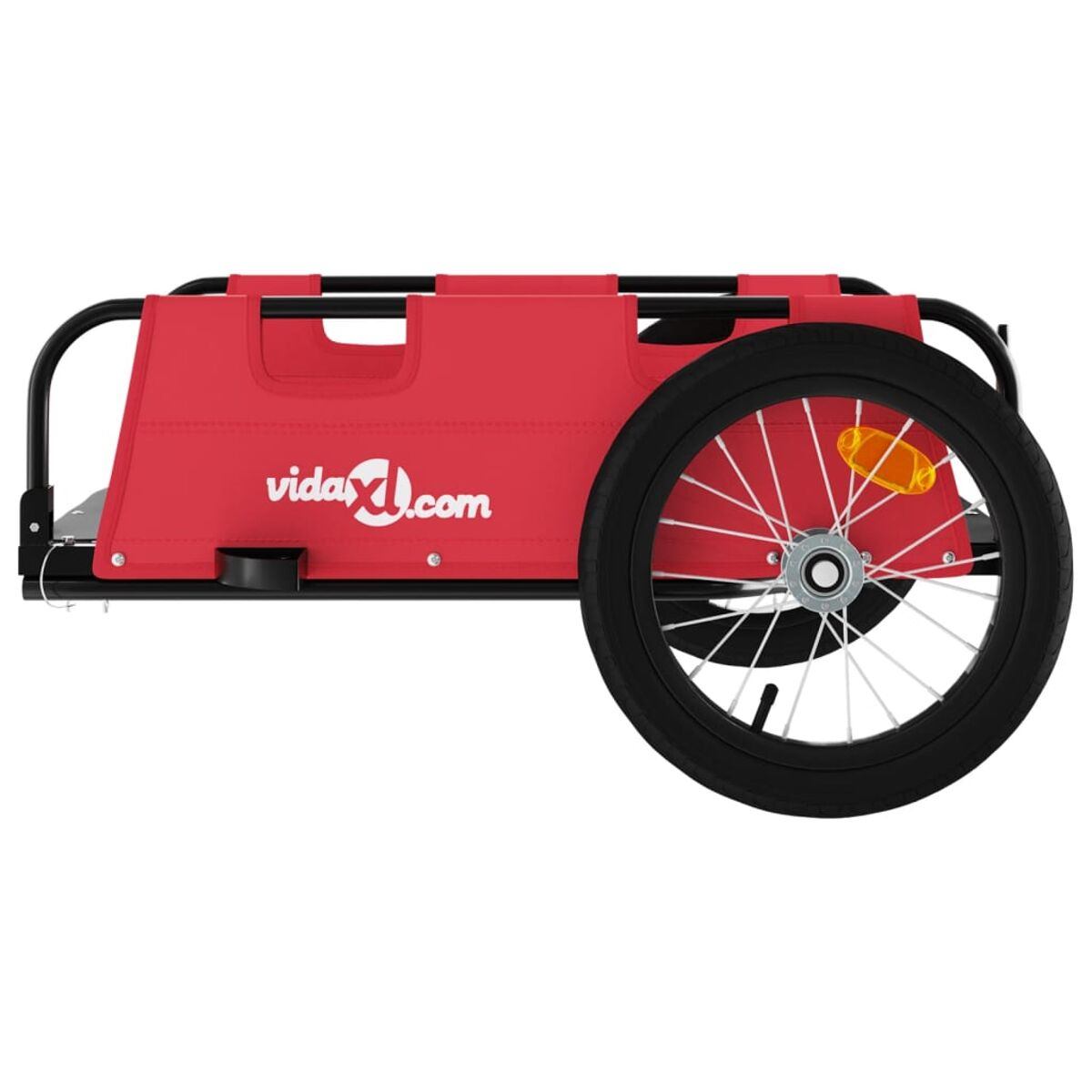 Roter Fahrradanhänger mit schwarzem Rad, schwarzem Rahmen und weißem vidaXL-Logo.