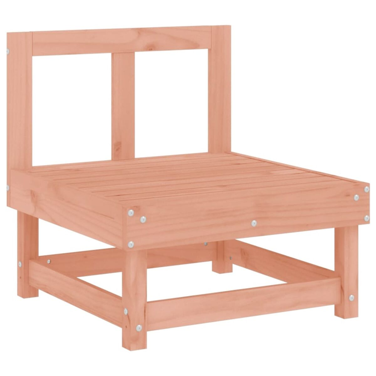 Holzstuhl mit Lattenrost und Rückenlehne. Der Stuhl ist hell und hat ein einfaches Design.