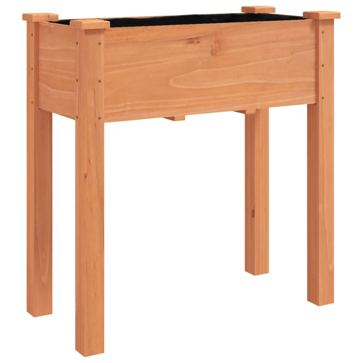 Erhöhtes Gartenbeet aus Holz mit Beinen.