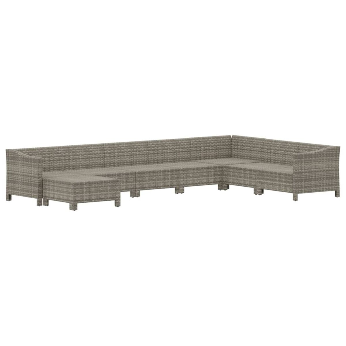 L-förmiges Outdoor-Sofa-Set, graues Webdesign mit neutraler Farbe.