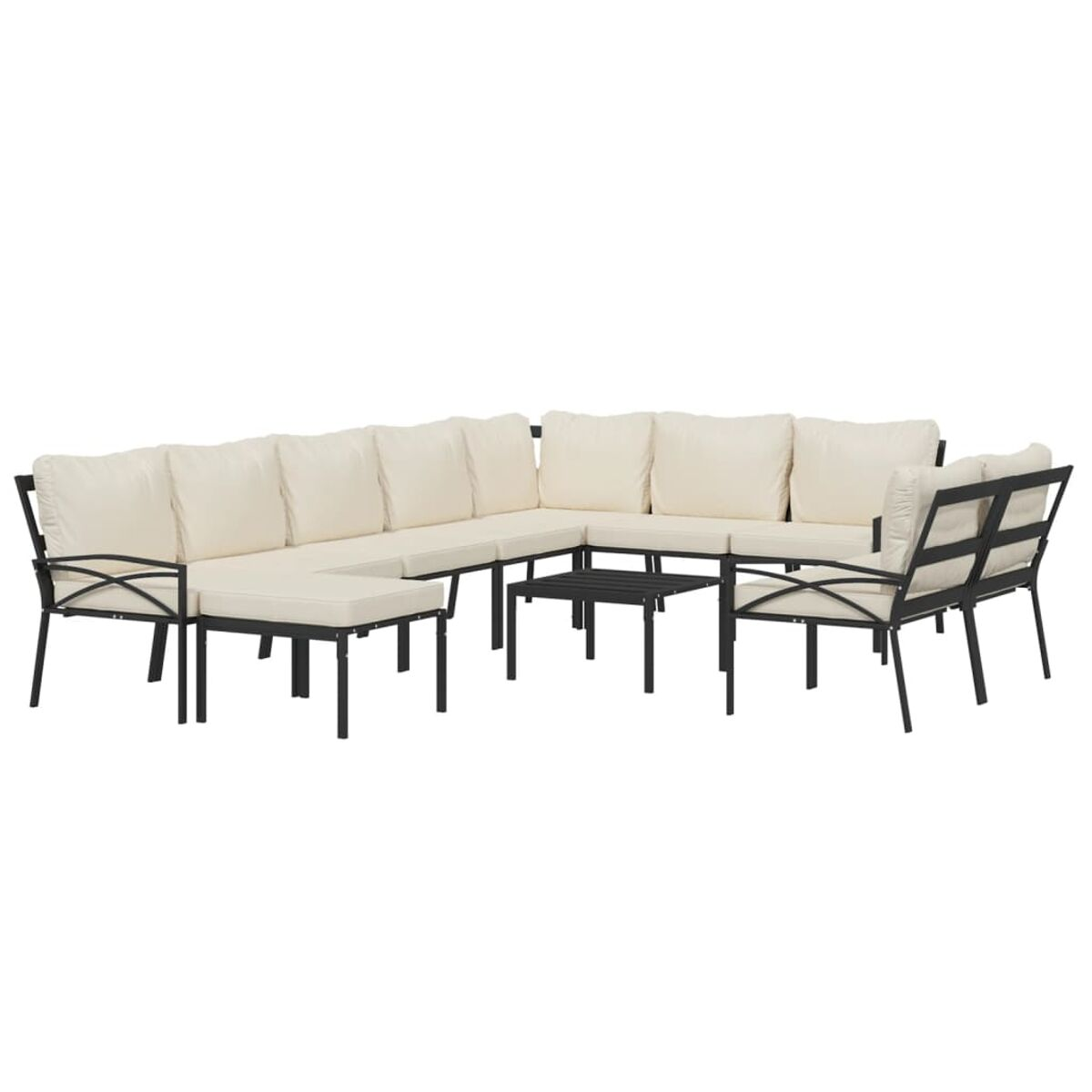 Schwarzes und weißes Outdoor-Sofa-Set. Weißer Hintergrund.