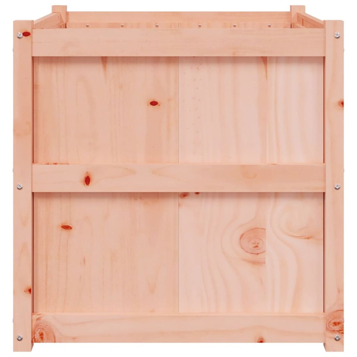 Holzaufbewahrungseinheit, natürliche Holzfarbe, mit zwei Paneelen, sichtbare Holzmaserung.