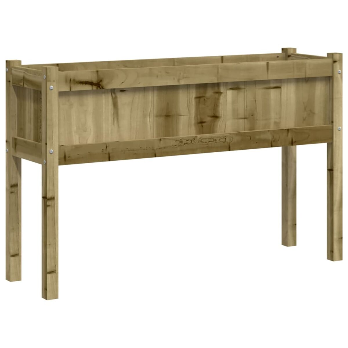 Holzpflanzer auf Beinen. Weißer Hintergrund.