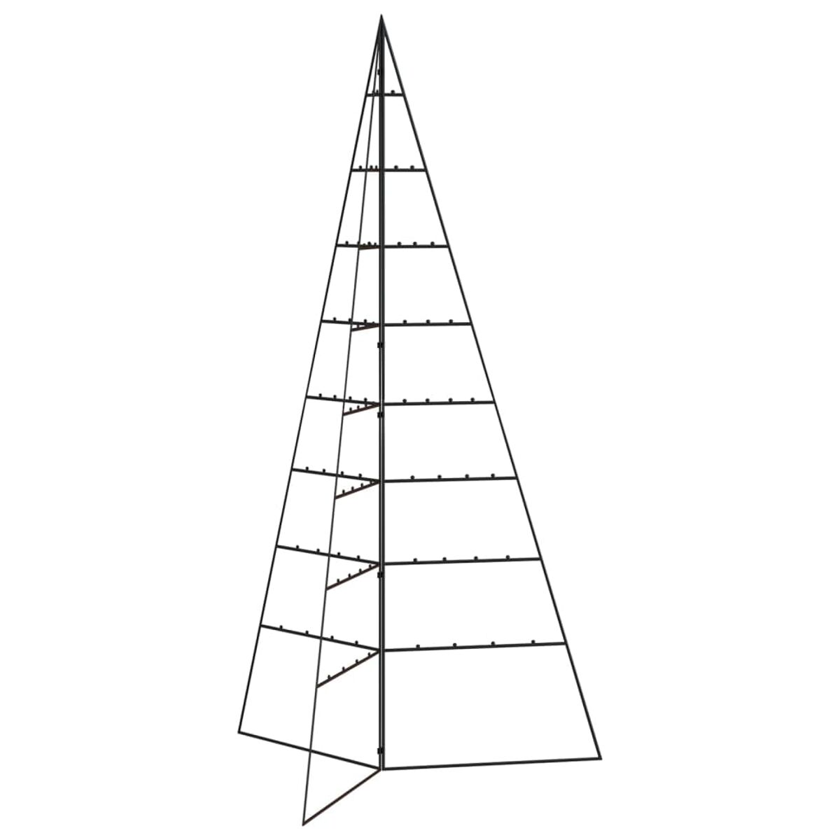 Schwarze Metall-Umriss-Weihnachtsbaum auf weißem Hintergrund.