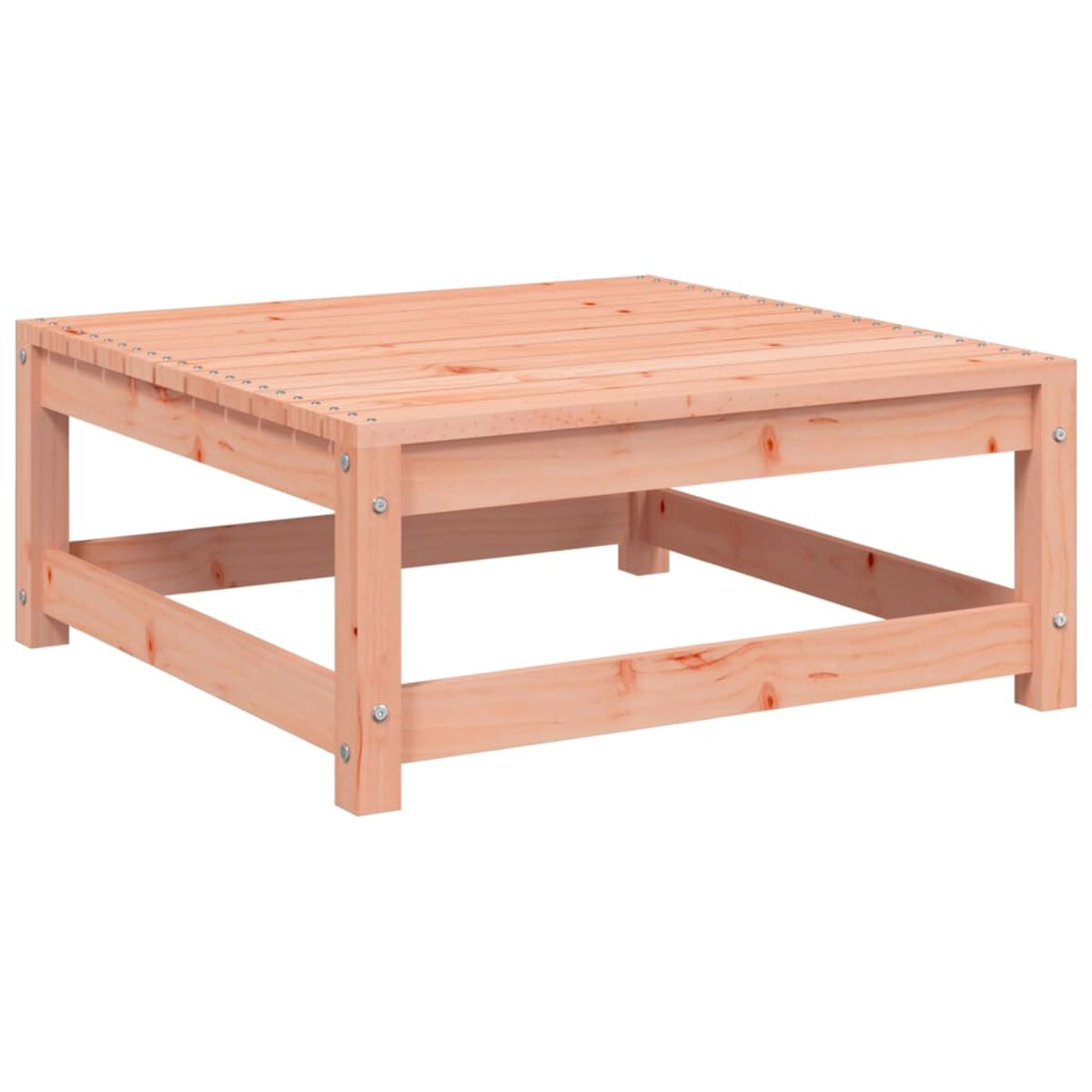 Quadratischer Couchtisch aus Holz. Hellbraune Farbe. Einfaches Design. Weißer Hintergrund.