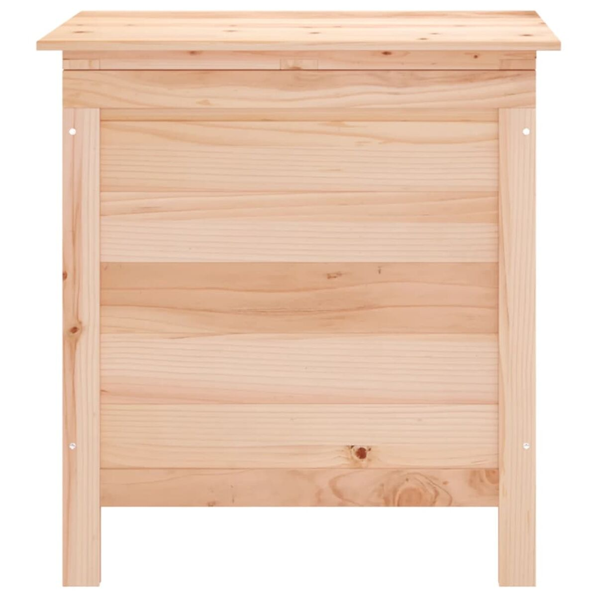 Eine kleine Holzkiste mit Deckel. Aus hellfarbigem Holz gefertigt, hat sie ein einfaches, rechteckiges Design.
