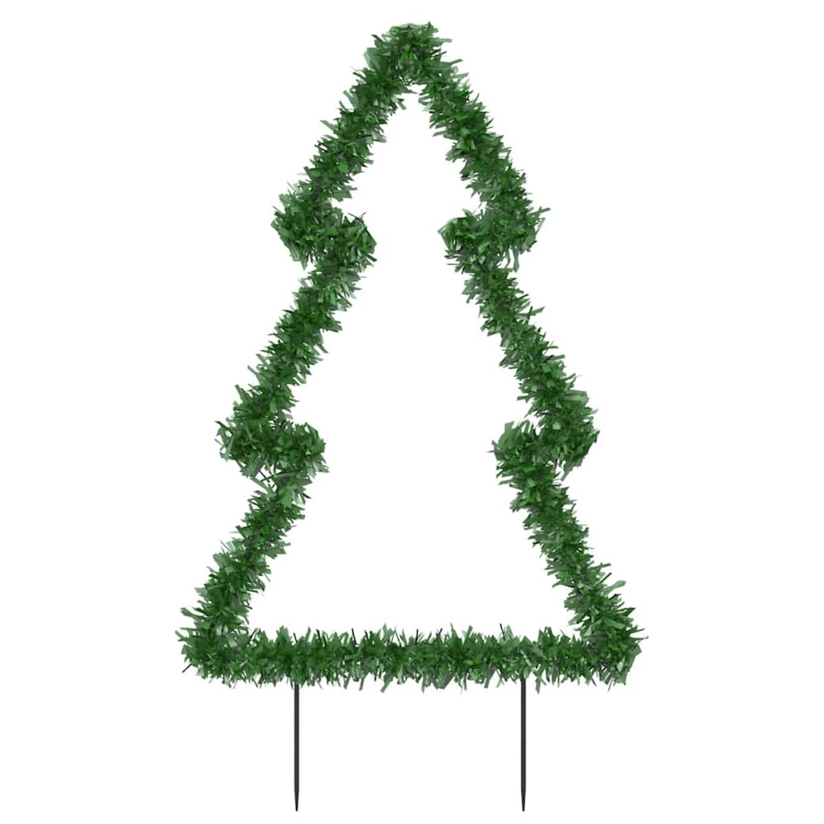 Grüne Weihnachtsbaumkontur. Die Kontur besteht aus grünem, pflanzenähnlichem Material.