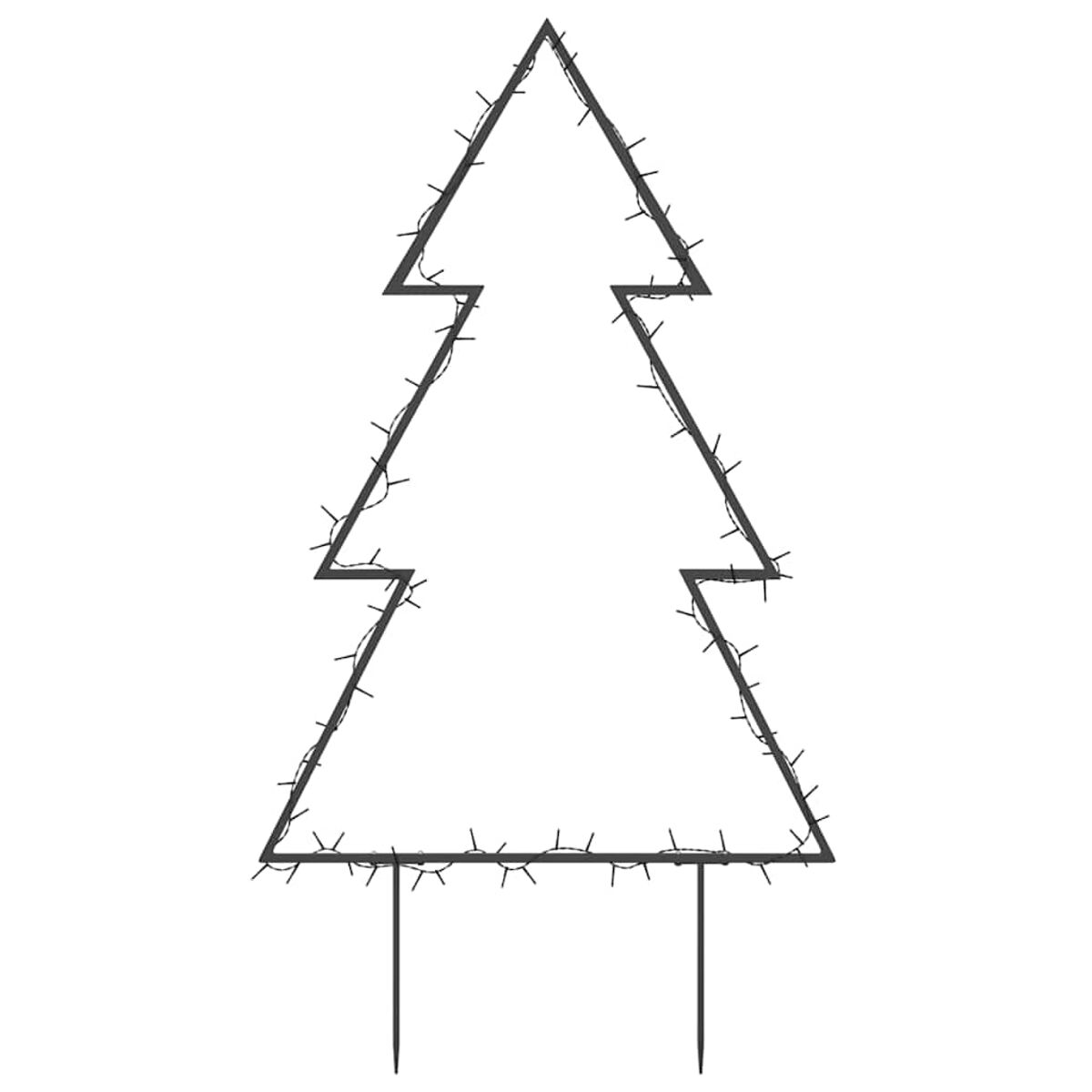 Weihnachtsbaumumriss aus Lichtern. Schwarzer Rahmen. Weißer Hintergrund.