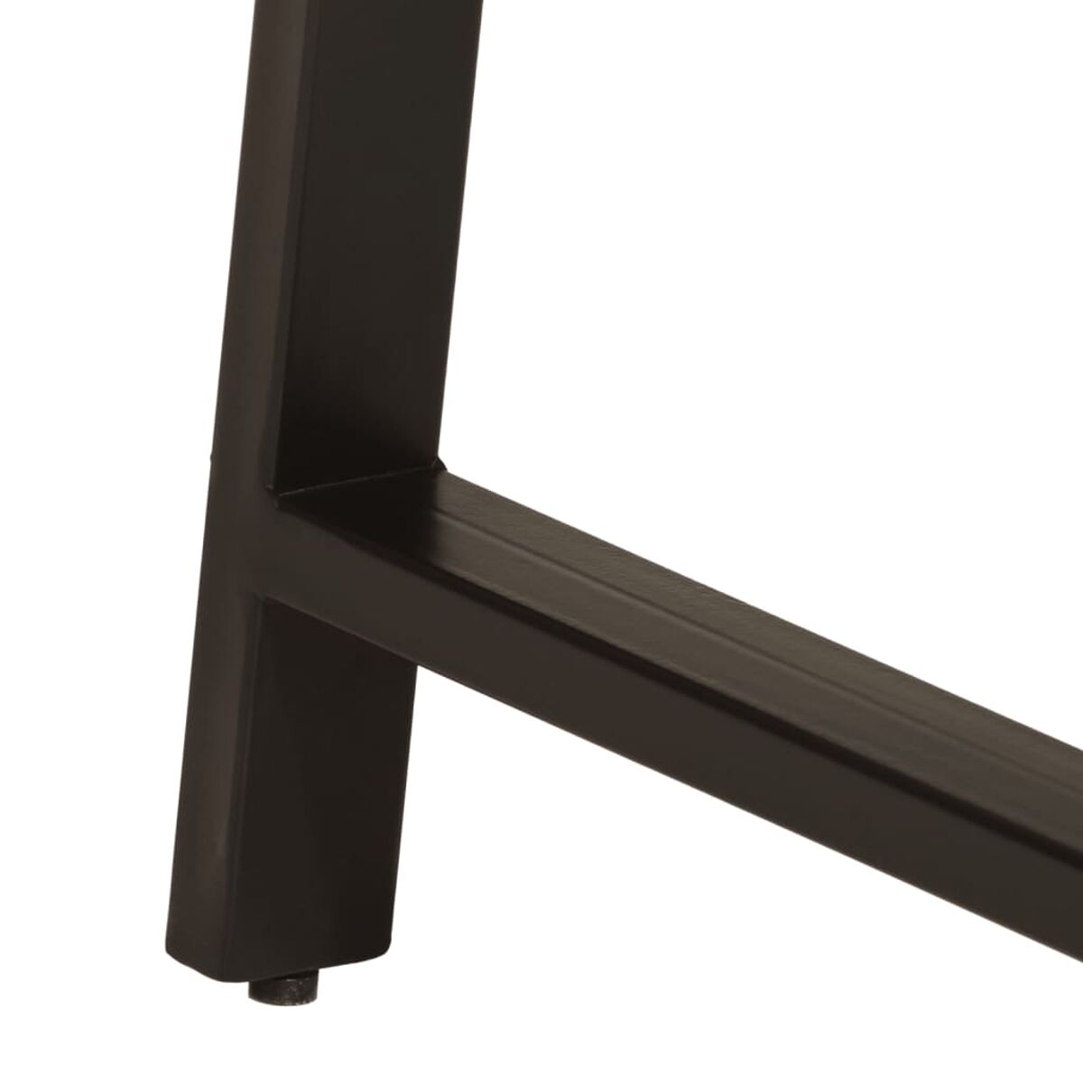 Schwarzes Metall-Tischbein. Das Objekt ist vor weißem Hintergrund isoliert.